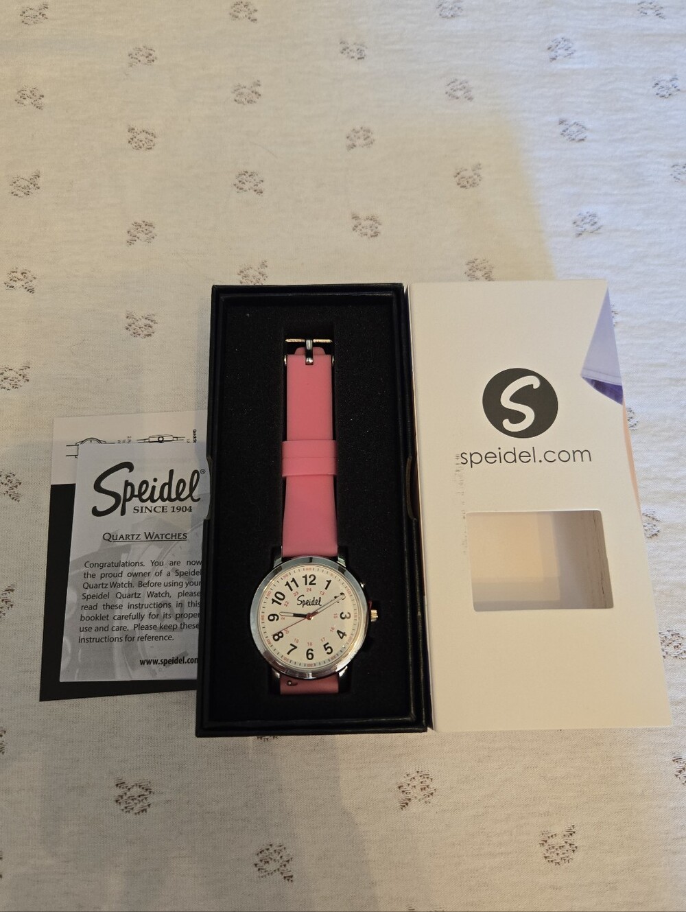 Speidel Pink Strap Silver-Tone Dial Women's Scrub Watch